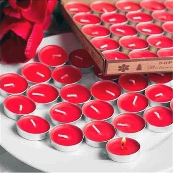 Tealight 50'li Kokusuz Kırmızı Mum