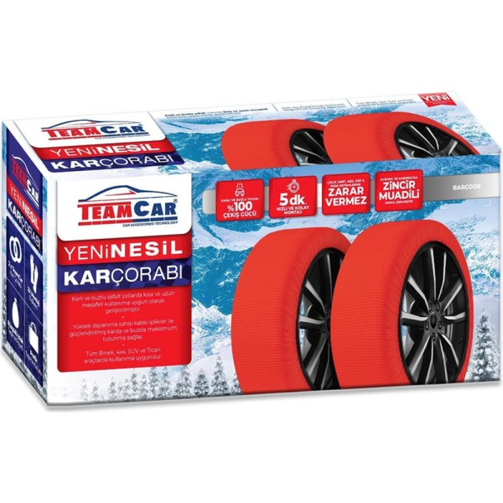 Team Car Teamcar Kar Çorabı X-Large Ebat Yeni Nesil Kolay Montaj Zincir Muadili Lastik Tamir & Bakım Fiyatı