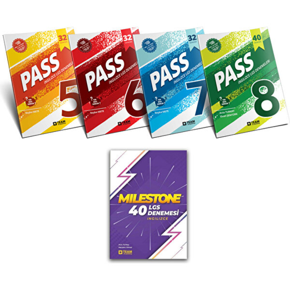 Team Elt Publishing 8. Sınıf LGS Ingilizce Pass 5-6-7-8 Yeni Nesil Deneme Sınavı Seti ve Milestone 40'lı Deneme Tüm Dersler Fiyatı