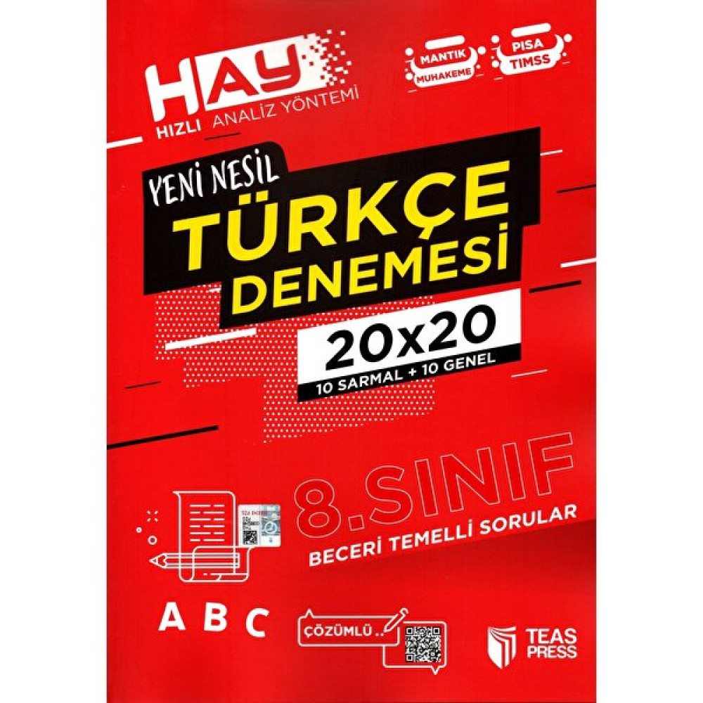 Teas Press Yayınları 8. Sınıf Yeni Nesil Türkçe Denemesi 20 Adet Türkçe Fiyatı