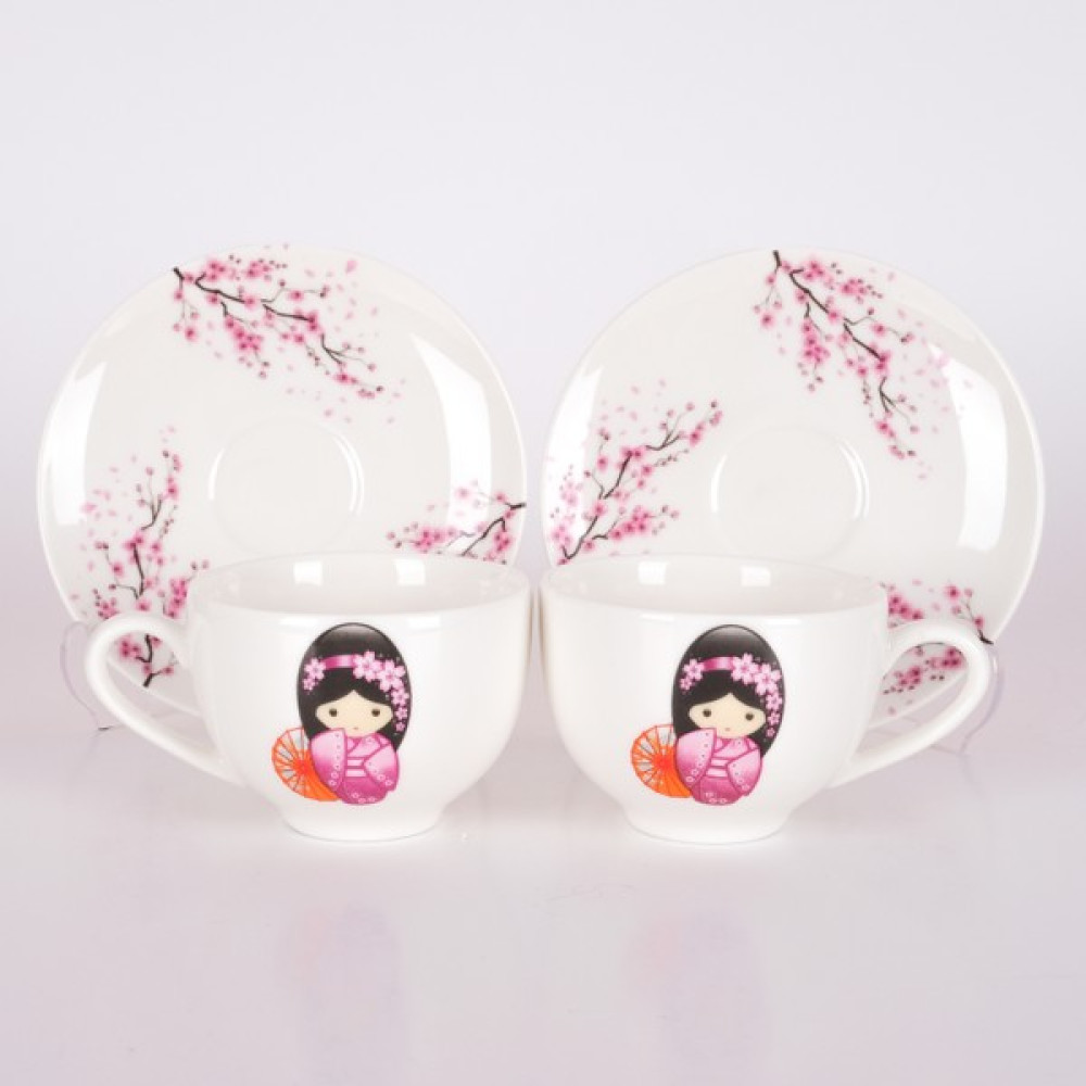 Tebak Collection 2 Kişilik Kokeshi Bebekleri Koyu Pembe Desenli Porselen Türk Kahve Fincan Takımı Oto Boyaları Fiyatı