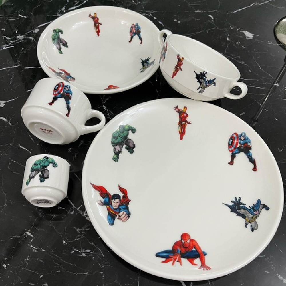 Tebak Collection 5 Parça Porselen Avengers Desenli Çocuk Yemek Takımı Mama Seti Fiyatı