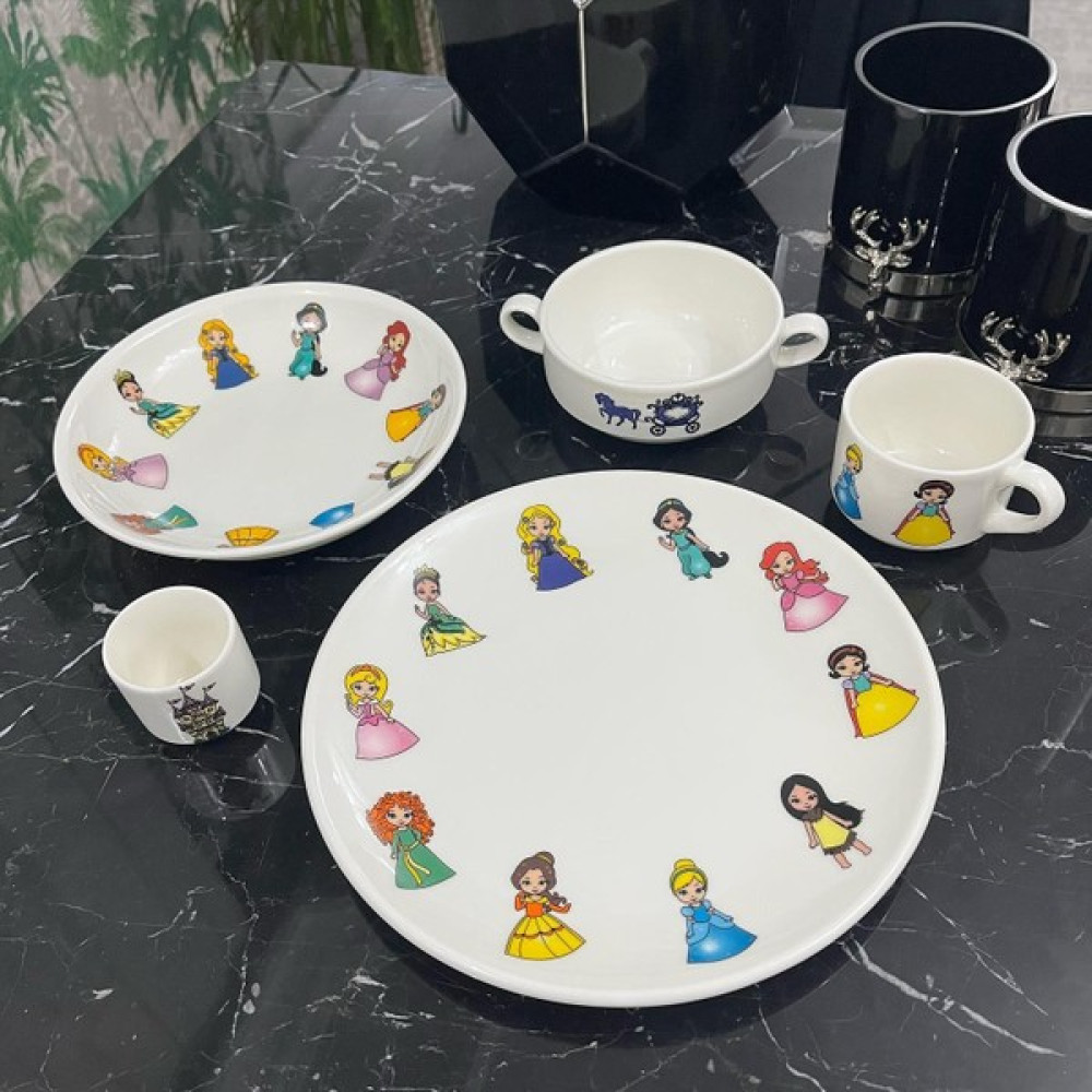 Tebak Collection 5 Parça Porselen Prenses Desenli Çocuk Yemek Takımı Mama Seti Fiyatı