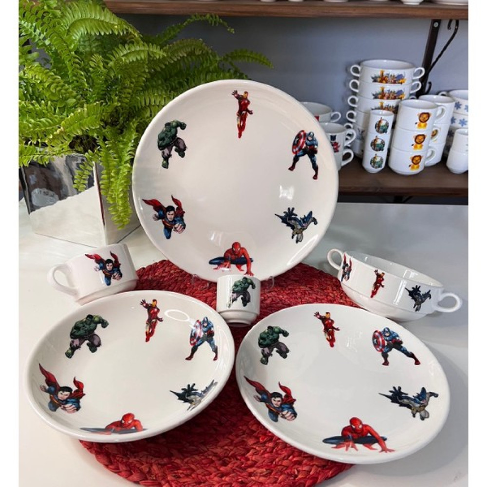 Tebak Collection 6 Parça Süper Kahramanlar Desen Porselen Çocuk Yemek Takımı Mama Seti Oto Boyaları Fiyatı
