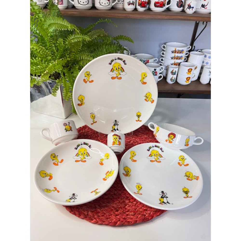Tebak Collection 6 Parça Tweety Desen Porselen Çocuk Yemek Takımı Mama Seti Oto Boyaları Fiyatı
