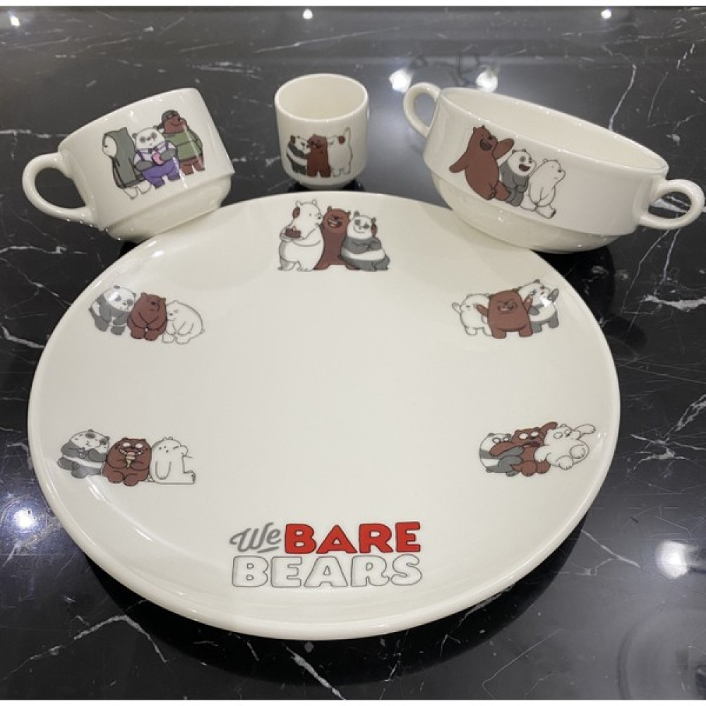 Tebak Collection Kafadar Ayılar Desenli 4 Parça Porselen Çocuk Yemek Takımı Mama Seti Mama Seti Fiyatı