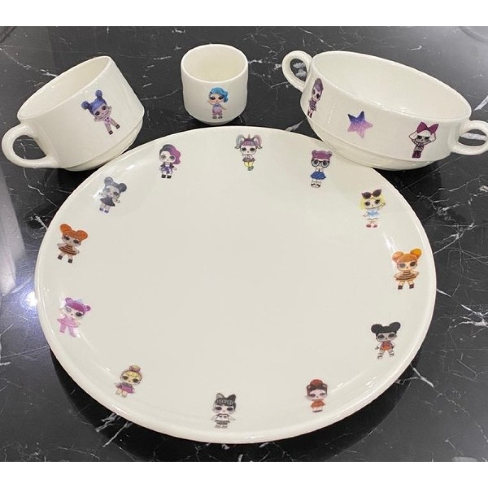 Tebak Collection Lol Bebek Desenli 4 Parça Porselen Çocuk Yemek Takımı Mama Seti Mama Seti Fiyatı