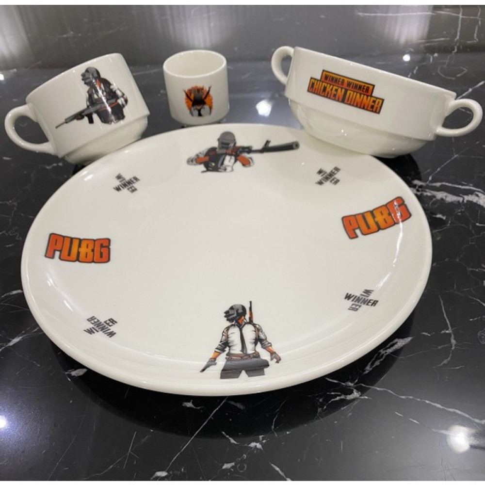 Tebak Collection Pubg Desenli 4 Parça Porselen Çocuk Yemek Takımı Mama Seti Mama Seti Fiyatı