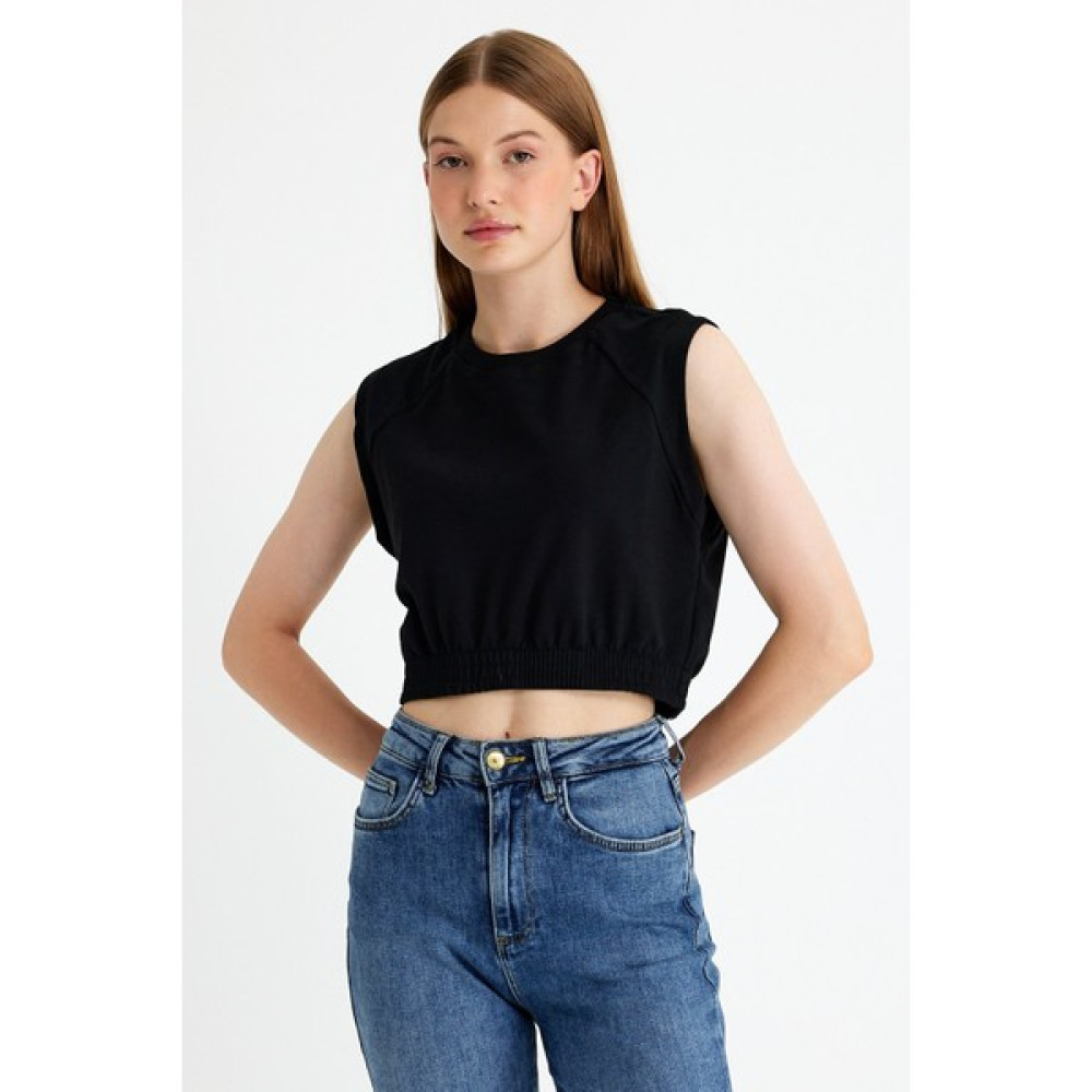 Tech Beli Lastikli Kısa Crop Bayan T-shirt Fiyatı