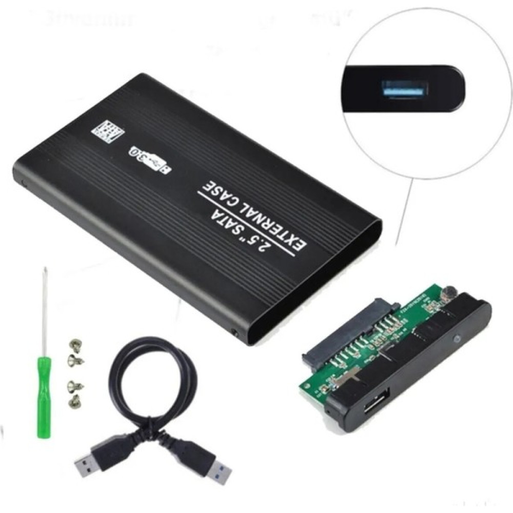 Techbender 2.5 Sata HDD USB 3.0 Harddisk Kutu - Aluminyum Gövde + Harddisk Kutusu External Case - Siyah HDD Kutuları Fiyatı