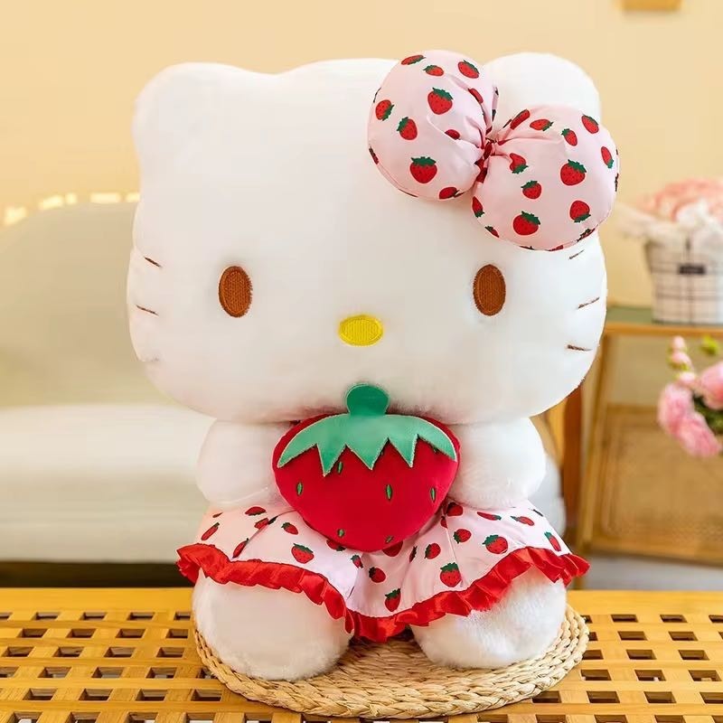 Techmarketi Çilekli Hello Kitty Peluş Ithal Kumaş Birinci Kalite Yumuşak Uyku Arkadaşı Anne Bebek Oyuncak Fiyatı