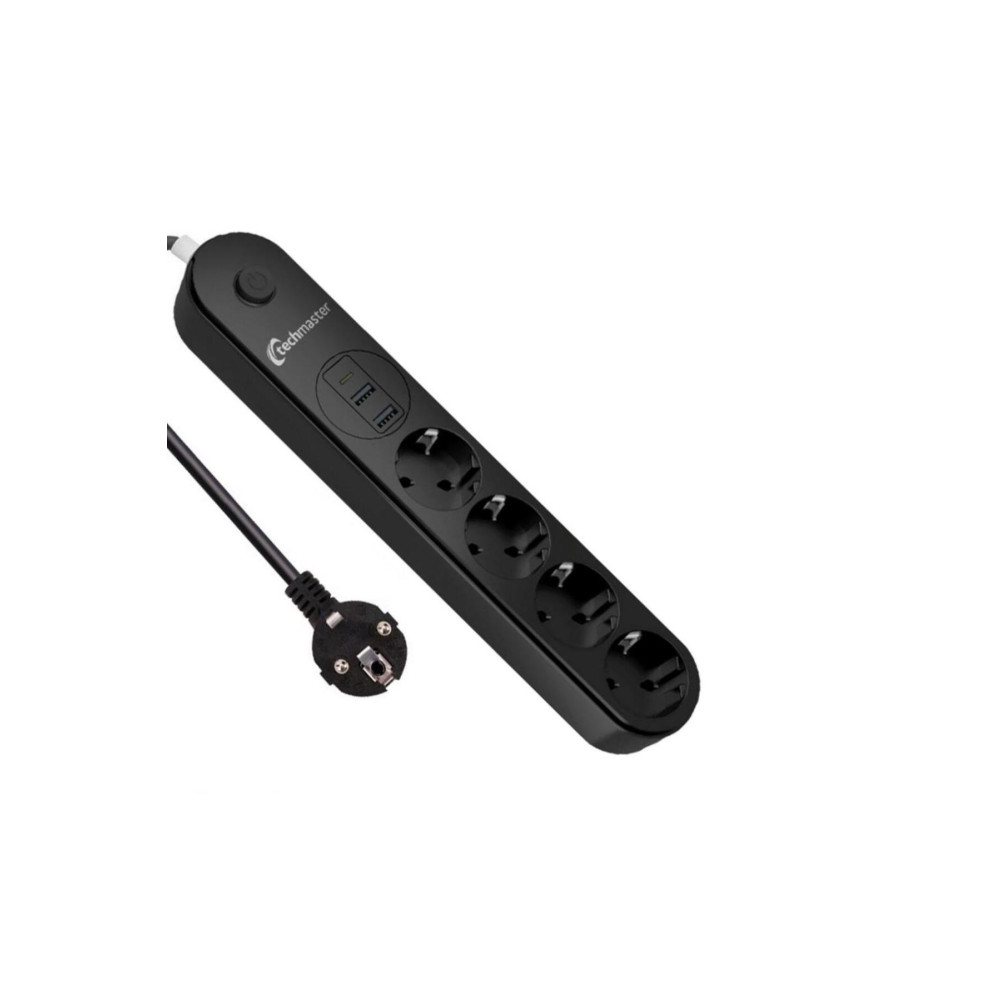 Techmaster 2 Usb Type-c Akım Çocuk Korumalı 4lü Priz 2mt Siyah Prizler Fiyatı