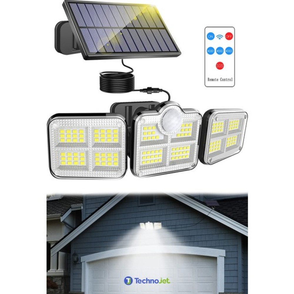 Technojet 122 Ledli Solar Güneş Enerjili Kumandalı Hareket Sensörlü Bahçe Aydınlatma Sokak Lambası Dış Mekan & Bahçe Oyuncakları Fiyatı