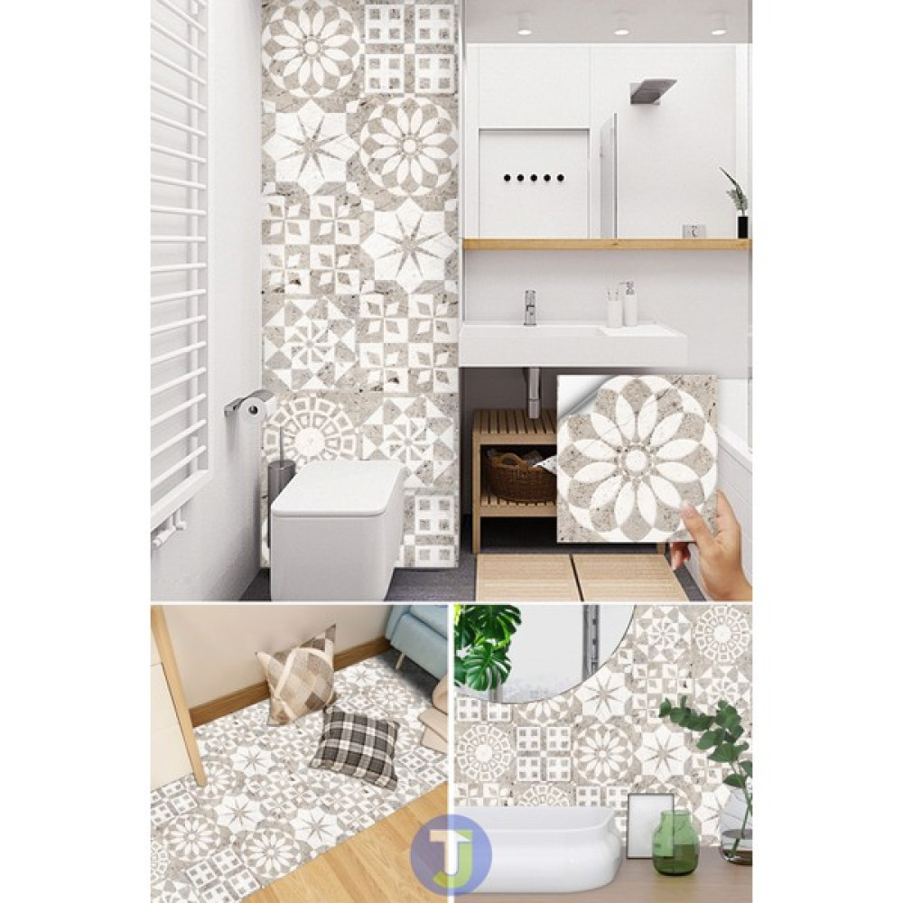 Technojet Kendinden Yapışkanlı Banyo Mutfak Dolap Zemin Kaplama Desenli Pvc Karo 20 cm x 20 cm 6'lı Set Yer / Yüzey Kaplamaları Fiyatı