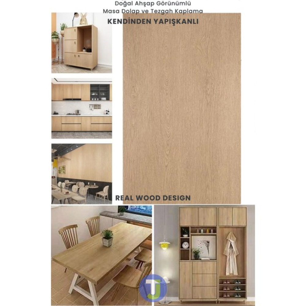 Technojet Kendinden Yapışkanlı Doğal Ahşap Dokulu Duvar Dolap Masa Mutfak Tezgah Kaplama 60CMX100CM - 60 x 100 cm Yapı Kimyasalları & Yapıştırıcılar Fiyatı