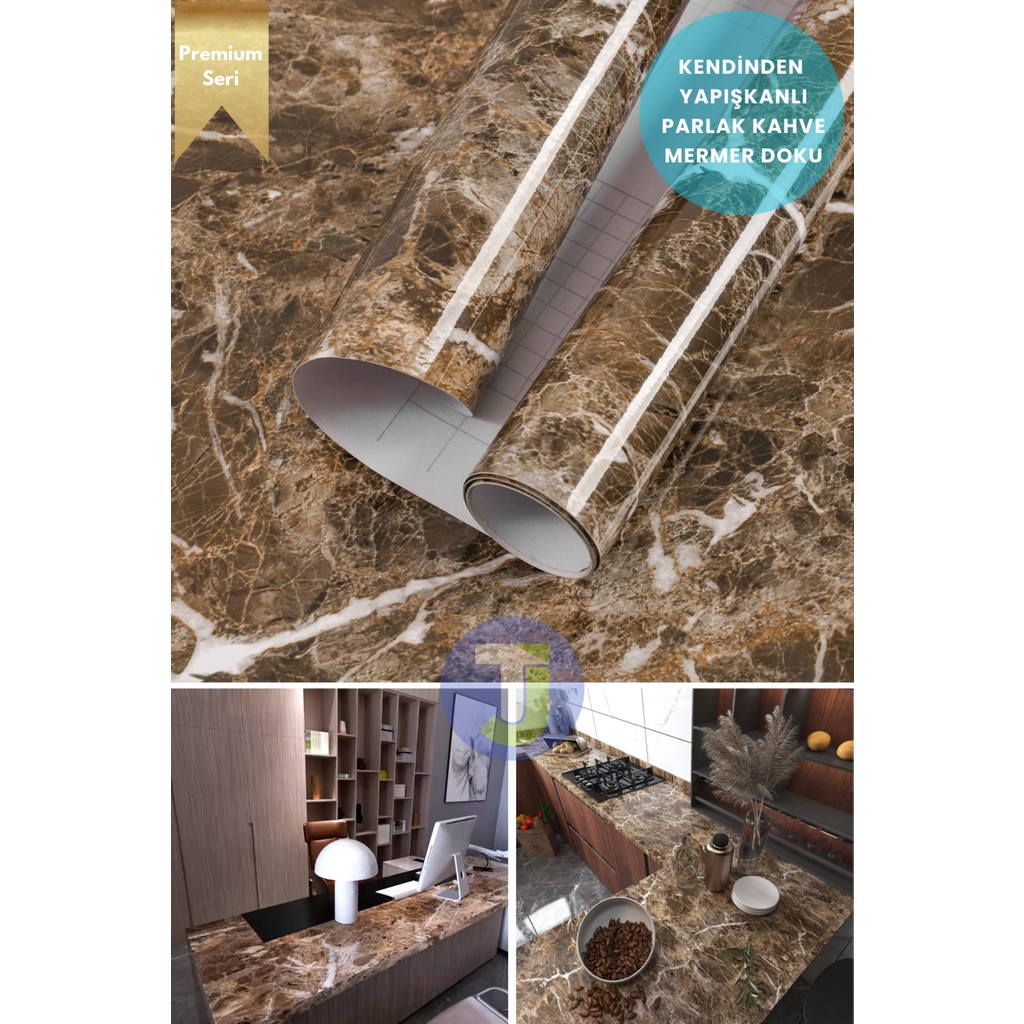 Technojet Kendinden Yapışkanlı Mermer Desen Folyo Mutfak Banyo Tezgah Duvar Kaplama 60 cm x 100 cm Kahverengi - Renkli - 60 x 100 cm SSD / Solid State Drive Fiyatı