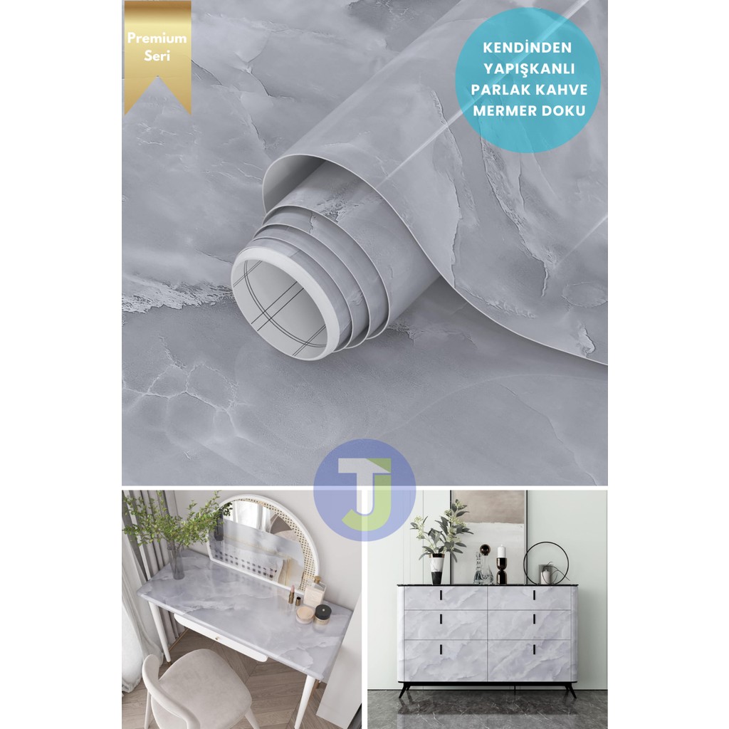 Technojet Kendinden Yapışkanlı Mermer Desen Folyo Mutfak Banyo Tezgah Duvar Kaplama 60 cm x 500 cm Açık Gri - Renkli - 60 x 500 cm SSD / Solid State Drive Fiyatı