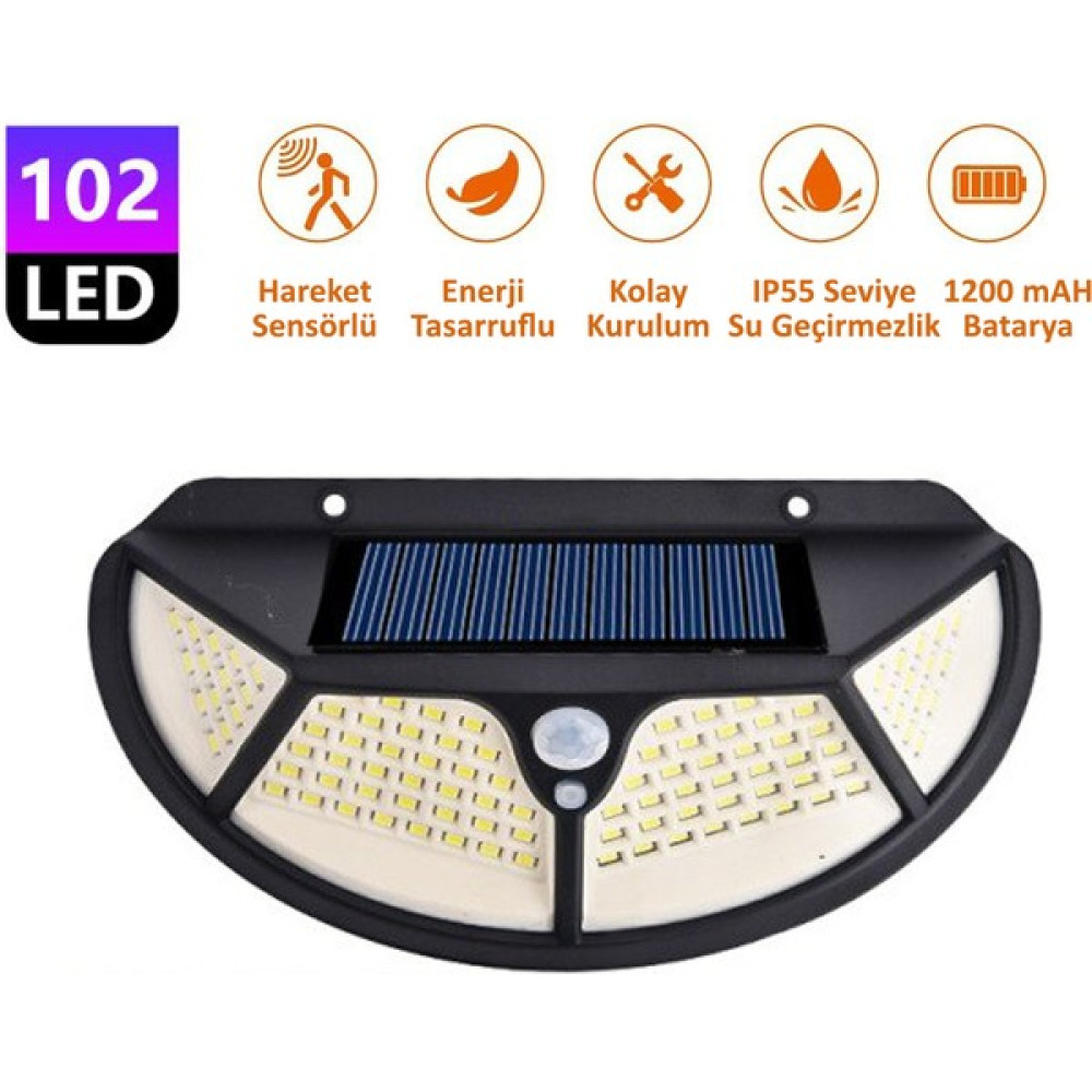 Technojet Solar 102 Ledli Oval 3 Modlu Güneş Enerjili Bahçe Aydınlatması Lamba Hareket Sensörlü - Sarı Dış Mekan & Bahçe Oyuncakları Fiyatı