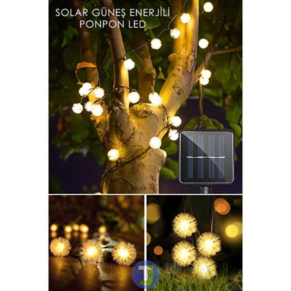 Technojet Solar Güneş Enerjili 50 Led'li 7m Ponpon LED Işık Dekorasyon Bahçe Aydınlatma (Sarı Işık) - Sarı Dış Mekan & Bahçe Oyuncakları Fiyatı