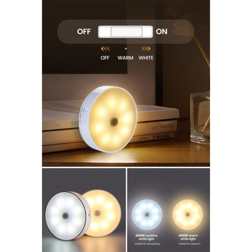 Technojet USB Şarjlı Işık Renk Seçenekli Akıllı Hareket Sensörlü Spot LED Kablosuz Lamba 1 Adet - Beyaz - Amber Spot Fiyatı