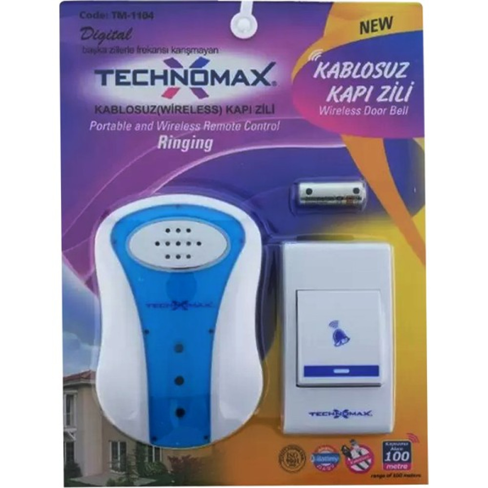 Technomax TM-1101 Metalik TM-1104/1100/1102/1103 Kablosuz Zil - Çok Frekanslı Nalburiye & Hırdavat Fiyatı
