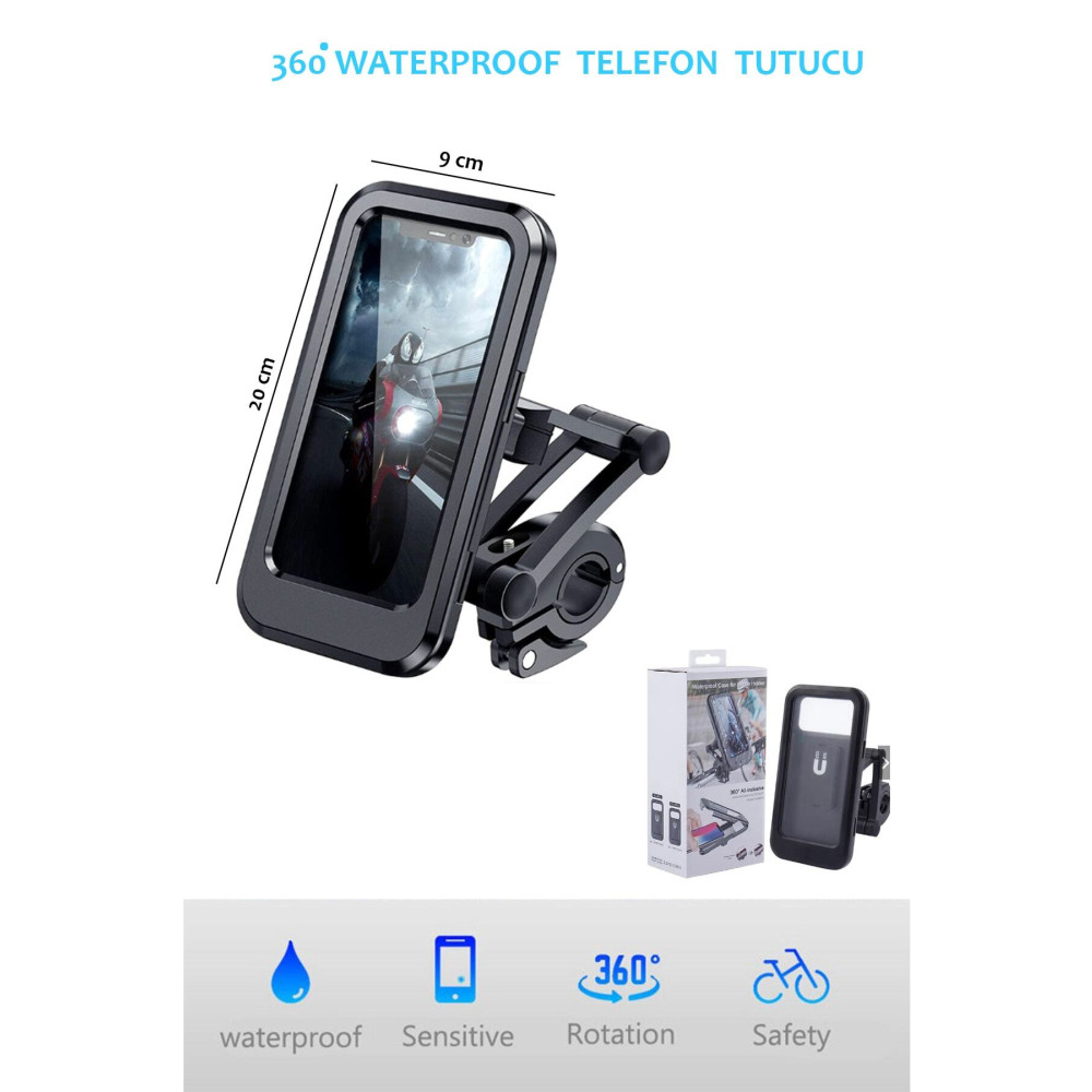 TECHNOMEN Waterproof Su Geçirmez Telefon  Phone Holder 360 Derece Bisiklet  Motorsiklet Araba & Motorsiklet Aksesuarı Fiyatı