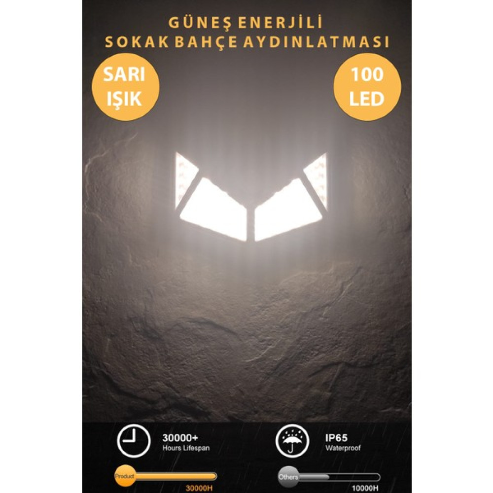 Technosmart 100 Ledli Sarı Işık Güneş Enerjili Hareket Sensörlü Solar Bahçe Lambası Şarj Olabilen Dış Mekan & Bahçe Oyuncakları Fiyatı