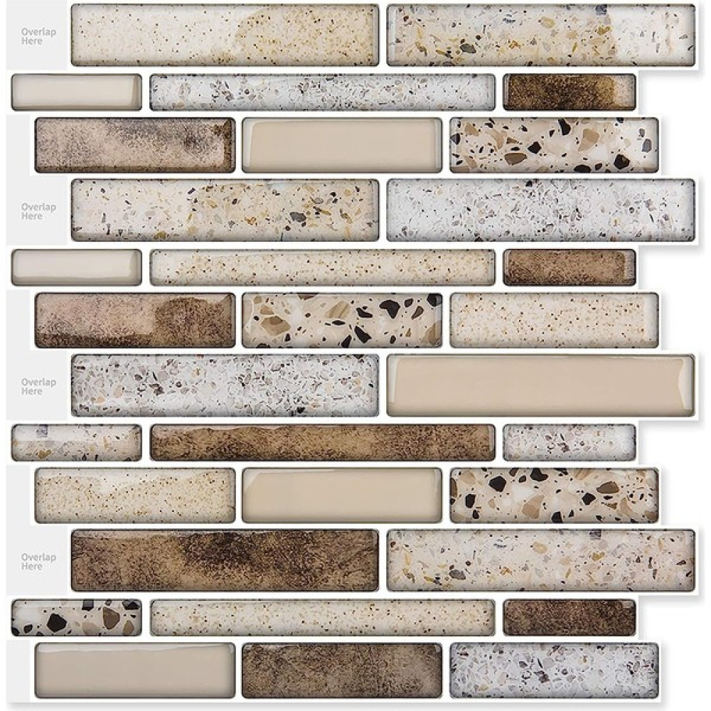 Technosmart 1Adet 3D Kendinden Yapışkanlı 30×30CM Kaplama Mozaik Görünüm Pvc Duvar Sticker Mutfak Banyo - 30 x 30cm - Bej Duvar Stickerı Fiyatı