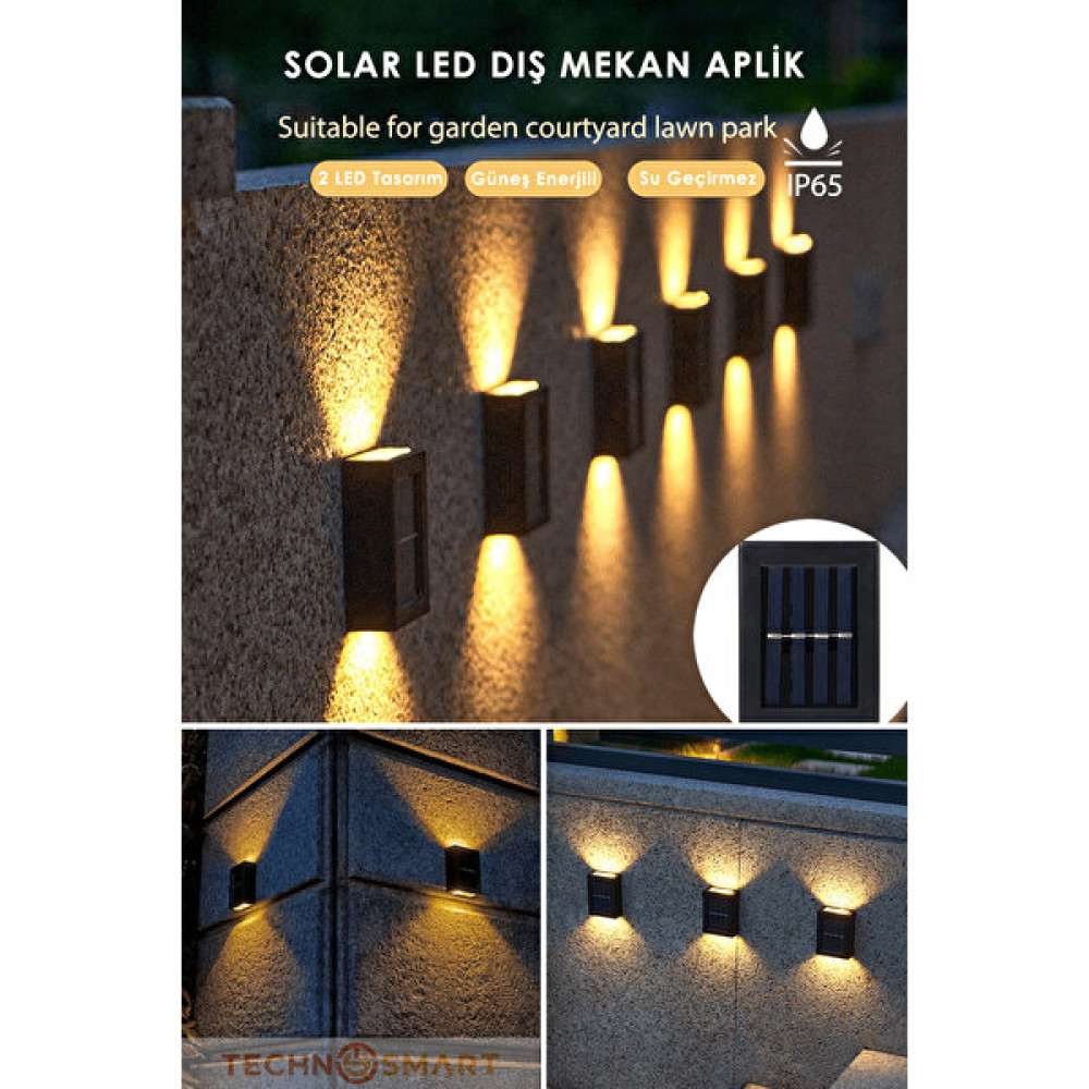 Technosmart 1ADET Modern Solar Çift Taraflı Aplik Güneş Enerjili Aydınlatma Dekorasyon Duvar Lamba - Sarı Dış Mekan & Bahçe Oyuncakları Fiyatı