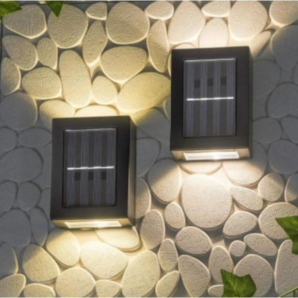 Technosmart 2ADET Modern Solar Çift Taraflı Duvar Lamba Güneş Enerjili Aydınlatma Dekorasyon Aplik - Siyah Aplikler Fiyatı