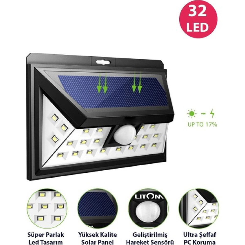 Technosmart 32 Ledli Hareket Sensörlü Güneş Enerjili Solar Bahçe Lambası Aydınlatma Led - Beyaz Dış Mekan & Bahçe Oyuncakları Fiyatı