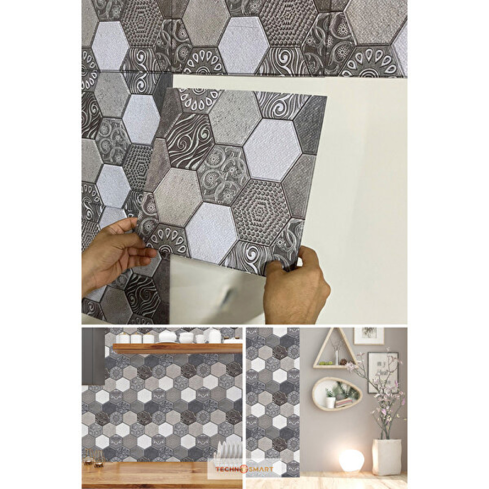 Technosmart 3D Kendinden Yapışkanlı 30X30CM Duvar Kağıdı Kaplama Su Geçirmez Dekorasyon Mutfak Banyo - 30 x 30 cm Duvar Kağıdı Fiyatı