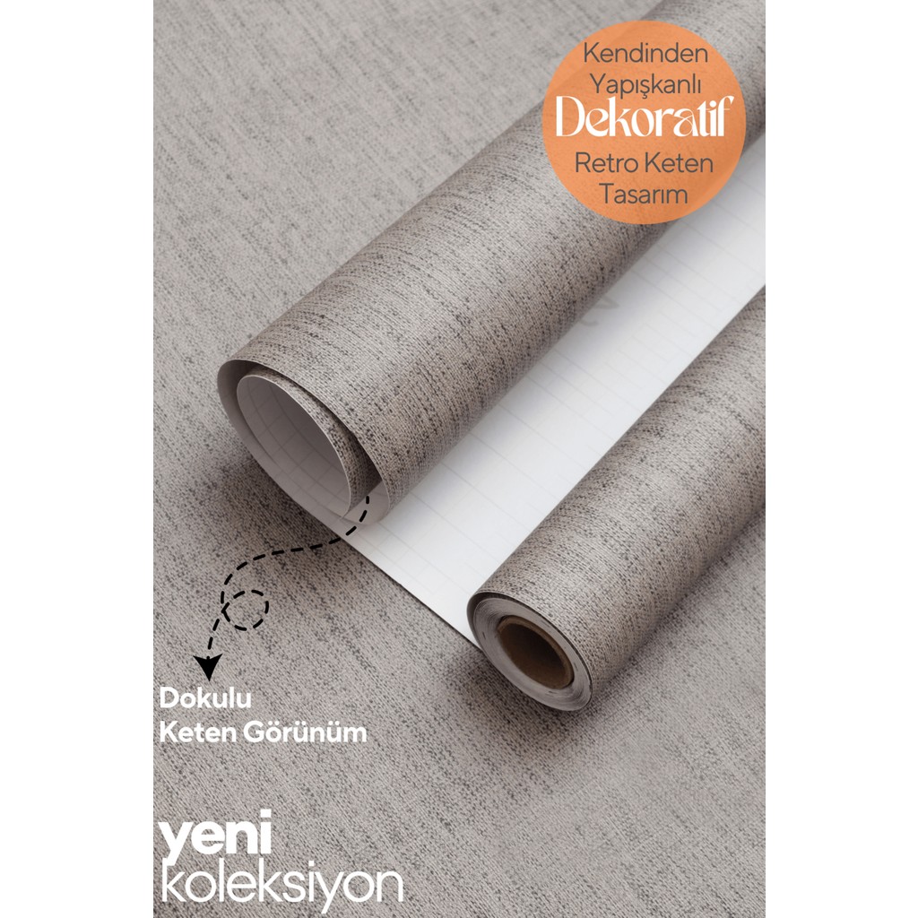 Technosmart 60 cm ×100 cm Kendinden Yapışkanlı Dokulu Keten Görünümlü Duvar Kağıdı Mutfak Dolap Kaplama - Vizon - 60 x 100 cm SSD / Solid State Drive Fiyatı