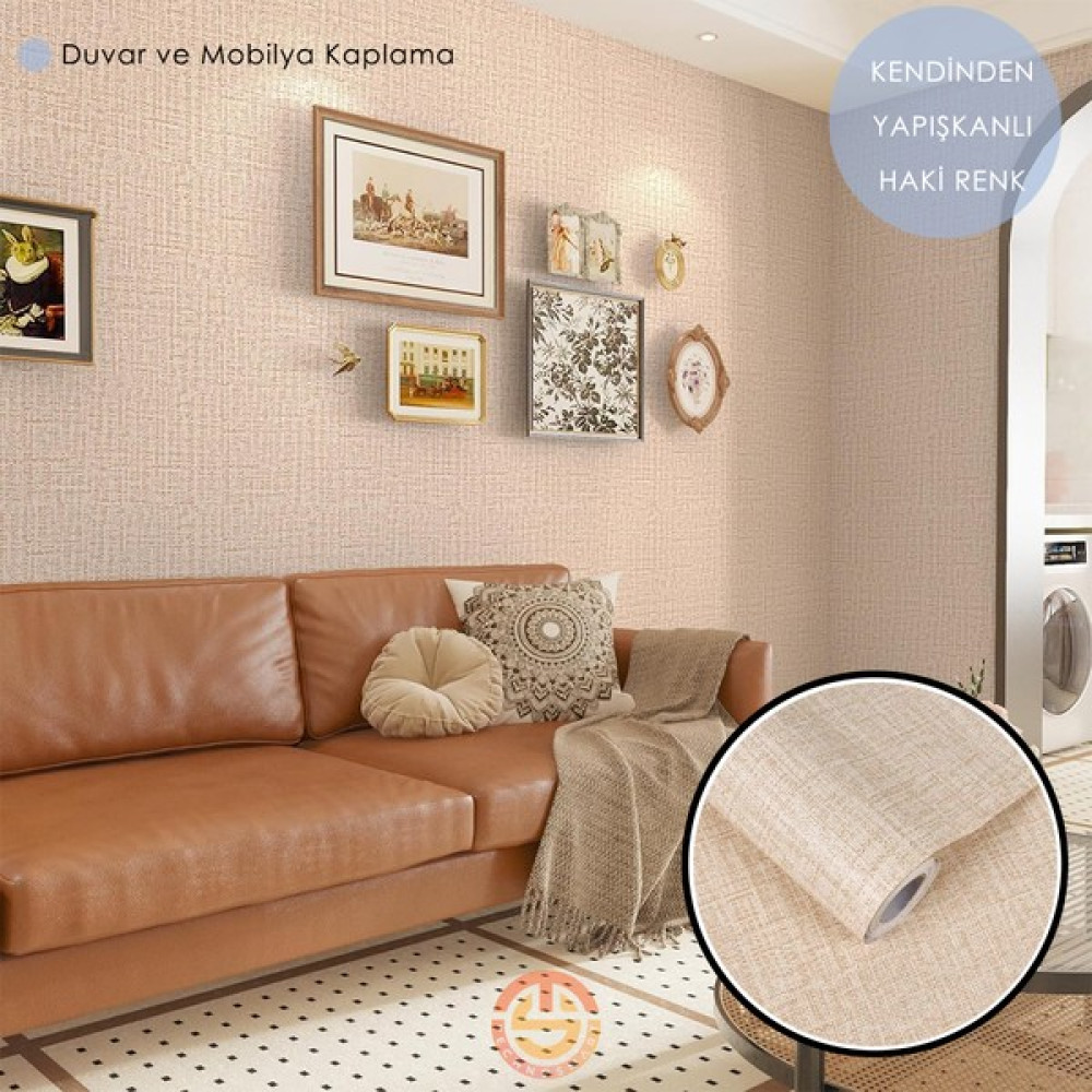 Technosmart 60 cm ×100 cm Kendinden Yapışkanlı Keten Görünümlü Duvar Kağıdı Mutfak Dolap Masa Kaplama - Koyu Bej - 60 x 100 cm Duvar Kağıdı Fiyatı