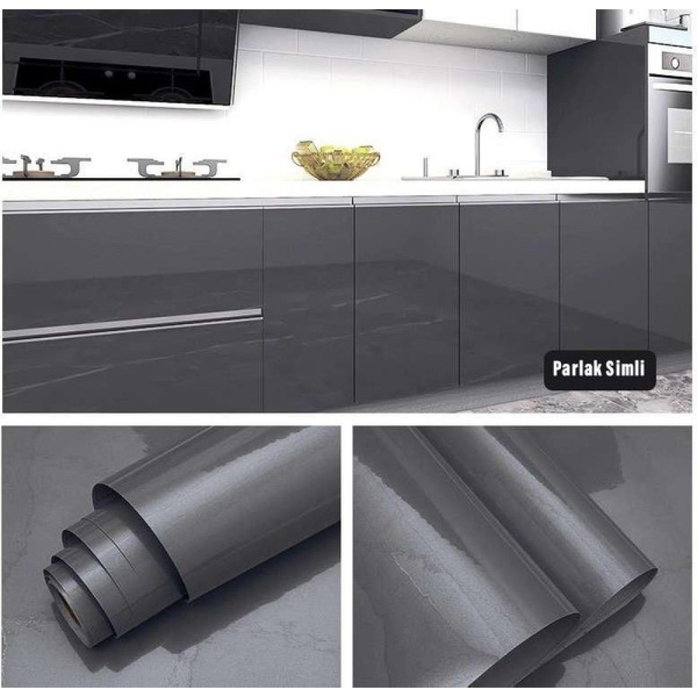 Technosmart 60X100CM Antra Simli Kendinden Yapışkanlı Parlak Duvar Kağıdı Mutfak Banyo Dolap Kaplama Yapı Kimyasalları & Yapıştırıcılar Fiyatı