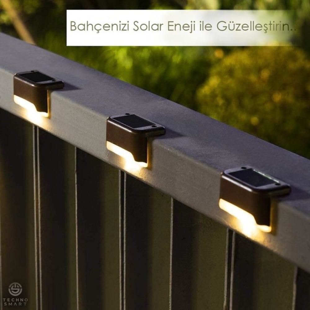Technosmart Solar Güneş Enerjili Şarj Edilen Köşebent Merdiven Veranda Bahçe LED Lamba Siyah (4ADET) Dış Mekan & Bahçe Oyuncakları Fiyatı