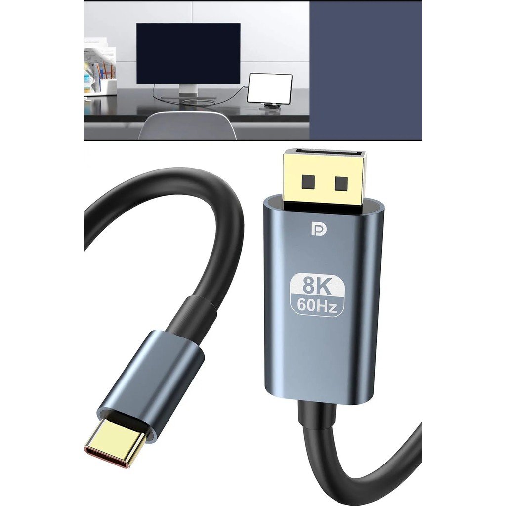 TechnoStation Type-C To Displayport 8k Yüksek Çözünürlük Yeni Nesil Type-C Displayport Dönüştürücü Kablo Bilgisayar Çevirici ve Adaptörü Fiyatı