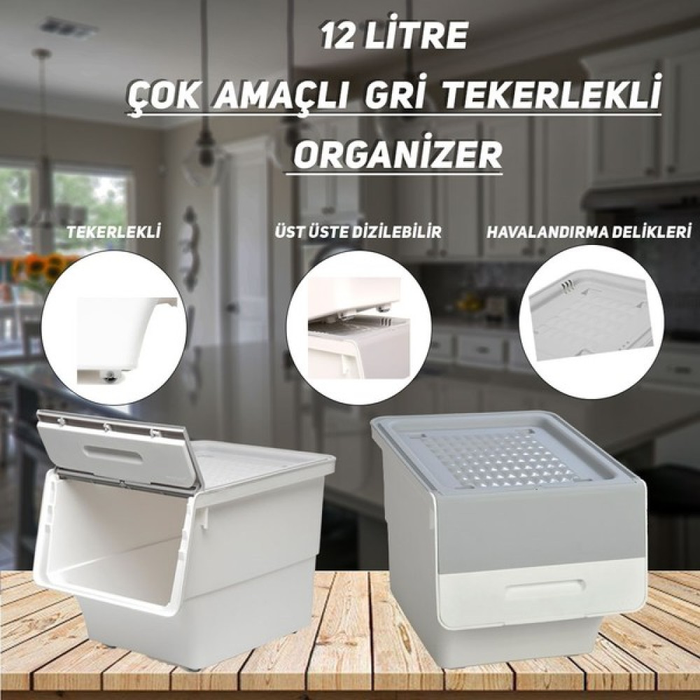 Technow Motek MT06 Freebox 12 Litre Beyaz Gri Tekerlekli Tekli Organizer Saklama Kapları Fiyatı