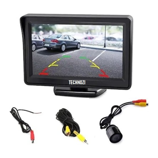 Technozi 4.3 Inch Araç Monitörü Geri Dönüş Kameralı Set Siyah Renk Tüm Araçlarla Uyumlu Güvenlik Kameraları Fiyatı