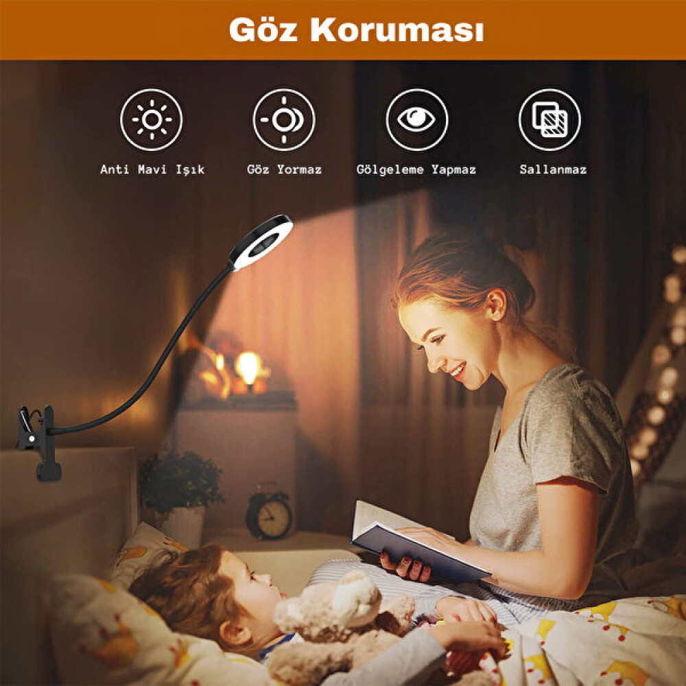 Techtic Çok Fonksiyonlu Şiddeti Ayarlanabilir Esnek Akrobat Masa Lambası Tırnak Makyaj Yatak - Siyah - Beyaz Masa Lambası Fiyatı