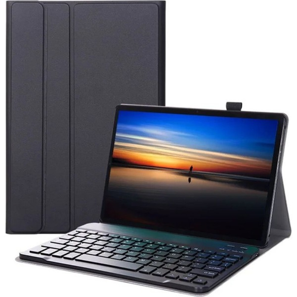 TecnoLab Samsung Galaxy Tab A T510 ile Uyumlu Deri Kılıf Bluetooth Klavyeli Kablosuz Stantlı Kılıf - Mat Siyah Tablet Kılıfı Fiyatı