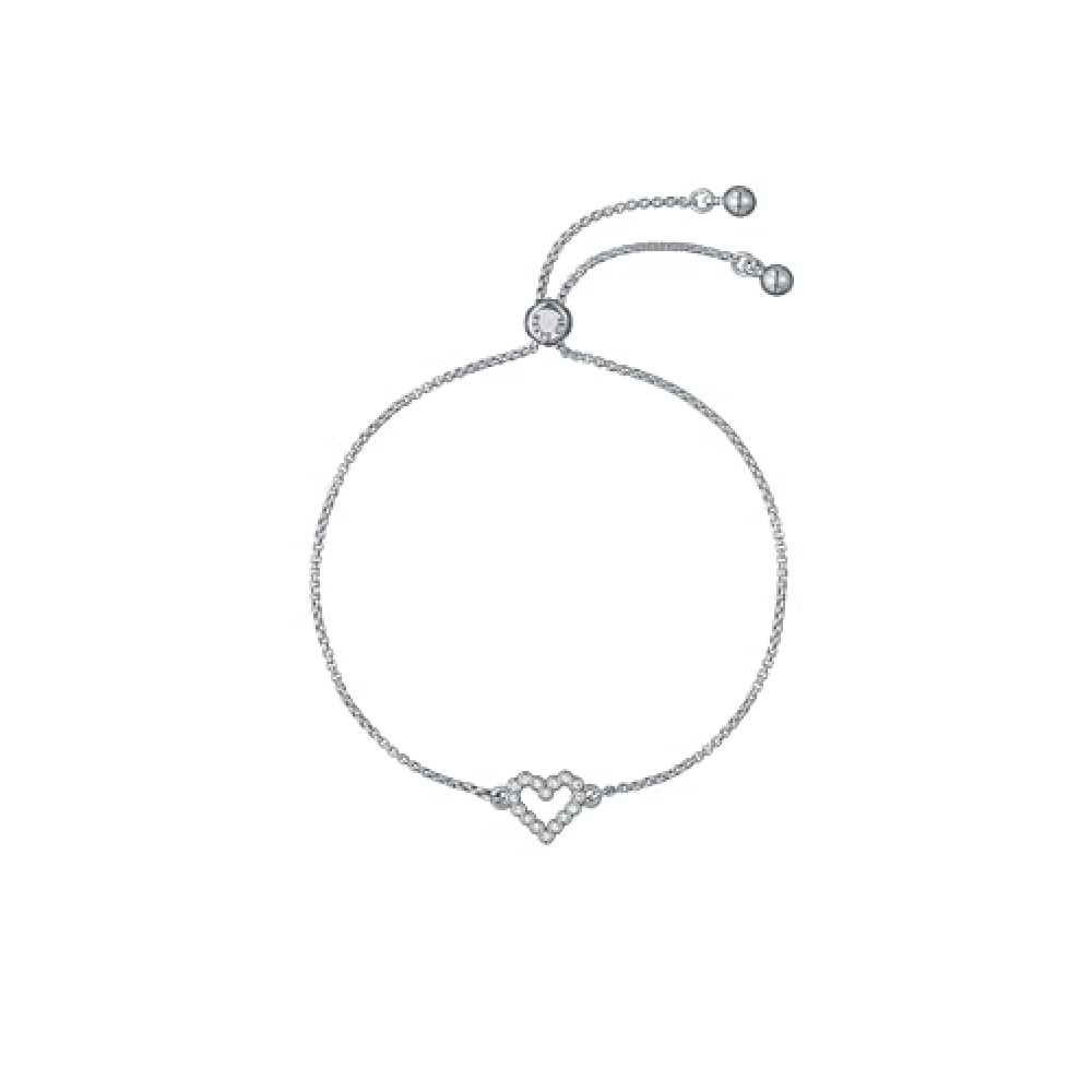Ted Baker Amorita Crystal Halo Heart Adjustable Bracelet For Women (Silver/Crystal)