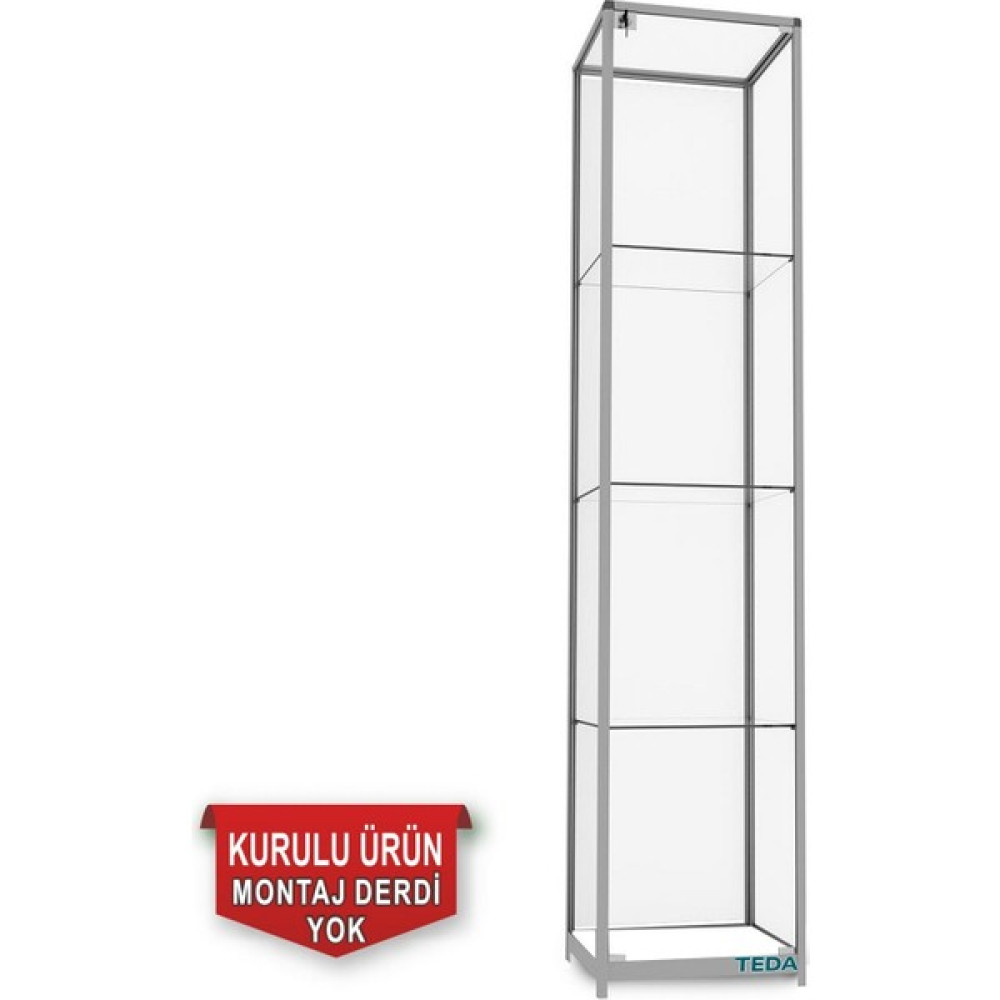 Teda Camlı Vitrin - Cam Dolap - Camlı Koleksiyon Vitrini - Teşhir Vitrini - Kupa Dolabı 200X40X40 cm Evrak Dolabı Fiyatı