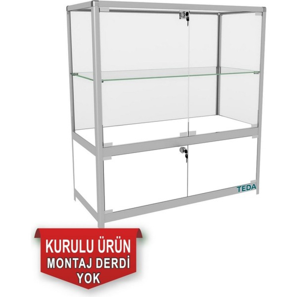 Teda Camlı Vitrin - Cam Dolap - Camlı Koleksiyon Vitrini - Teşhir Vitrini - Kupa Dolabı 95X90X40 - Siyah - Beyaz Evrak Dolabı Fiyatı