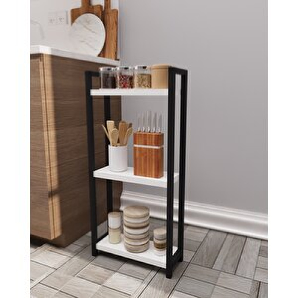 Tedarik Center Eos 3 Raflı Mutfak Rafı Metal Ayaklı Banyo Dolabı Çok Amaçlı Raf Kiler Dolabı Ofis Rafı Kitaplık - Beyaz Kitaplık - Duvar Rafı & CD / DVD Rafı Fiyatı
