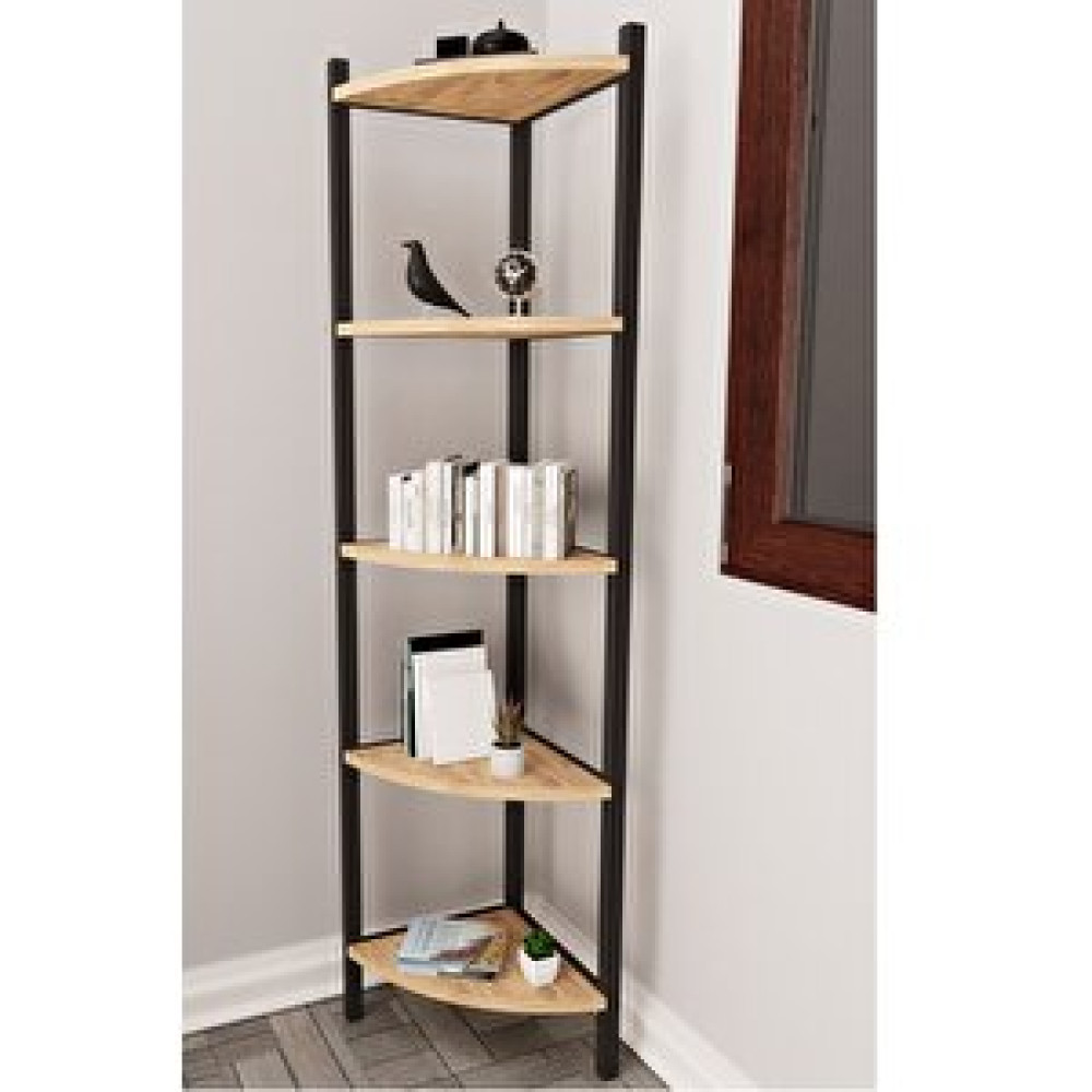Tedarik Center Eris 5 Raflı Köşe Kitaplık Mutfak Rafı Dekoratif Aksesuar Rafı Çok Amaçlı Banyo Dolabı 100x40 Cm - Çam Kitaplık Fiyatı