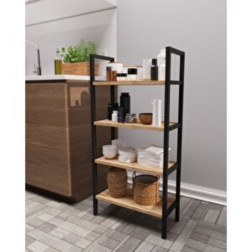 Tedarik Center Nefes 4 Raflı Mutfak Rafı Metal Ayaklı Banyo Dolabı Çok Amaçlı Raf Kiler Dolabı Ofis Rafı Kitaplık - Atlantik Çam Kitaplık - Duvar Rafı & CD / DVD Rafı Fiyatı