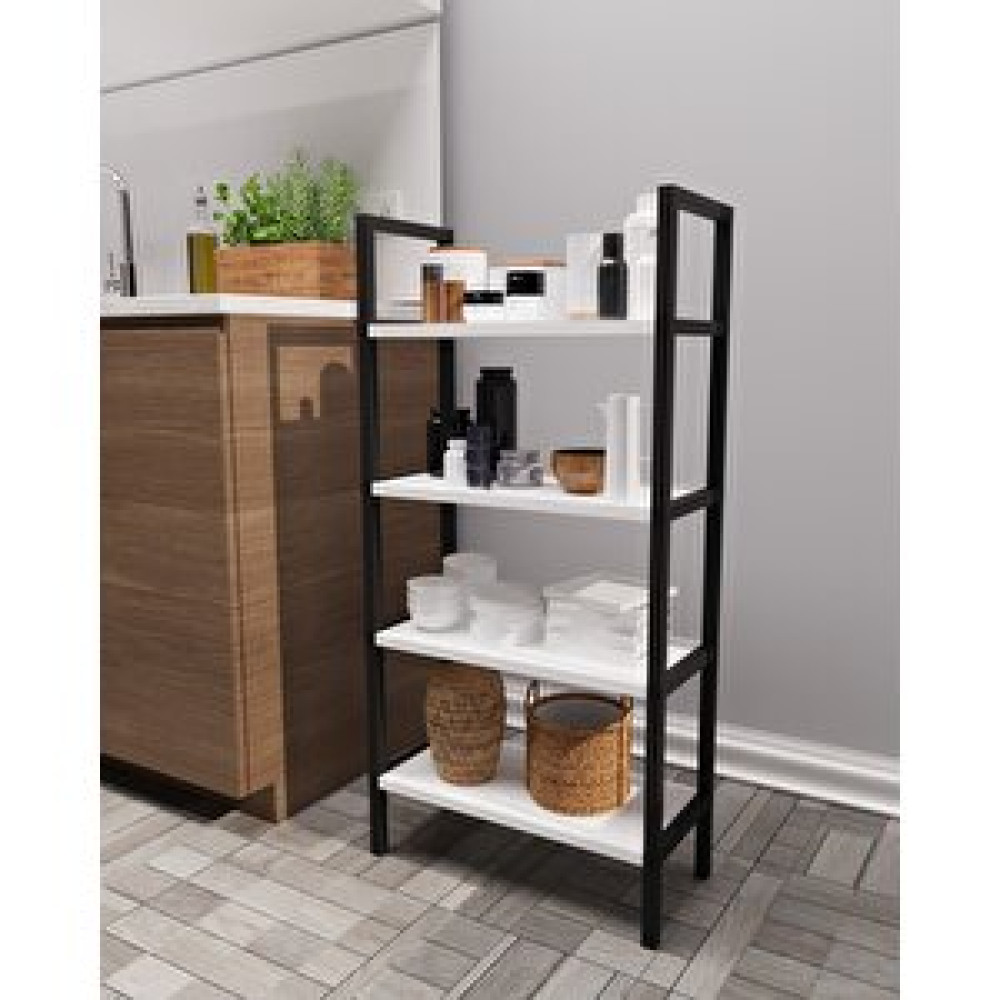 Tedarik Center Nefes 4 Raflı Mutfak Rafı Metal Ayaklı Banyo Dolabı Çok Amaçlı Raf Kiler Dolabı Ofis Rafı Kitaplık - Beyaz Kitaplık - Duvar Rafı & CD / DVD Rafı Fiyatı