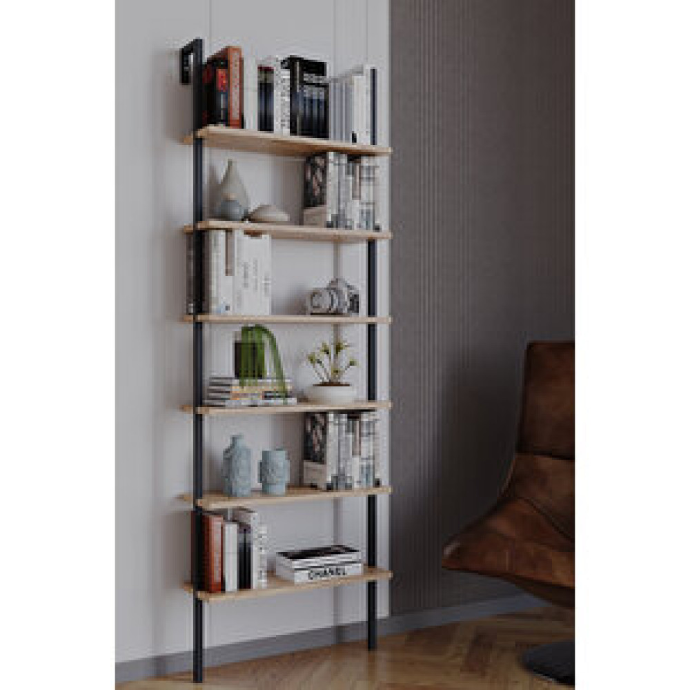 Tedarik Center Nehir Modern 6 Raflı Metal Kitaplık Duvara Monte Dekoratif Ofis Rafı Kitaplık Fiyatı