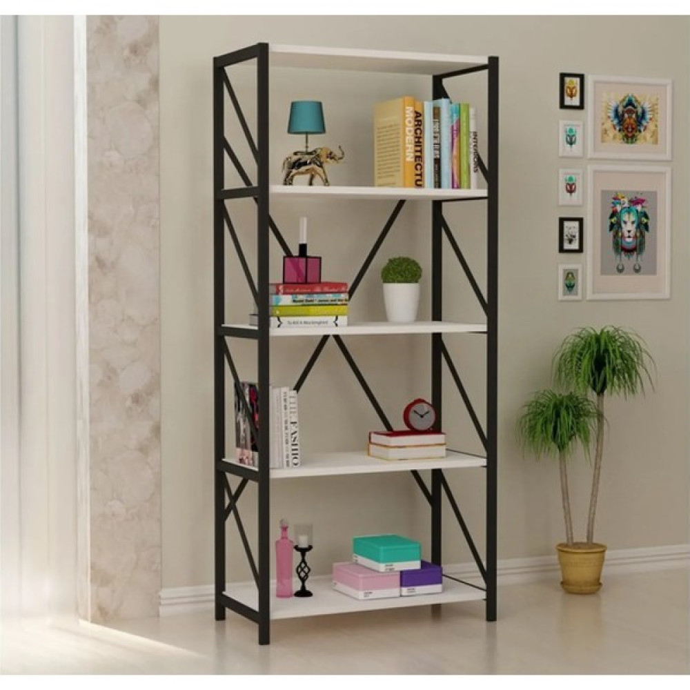 Tedarikcenter 5 Raflı Metal Kitaplık Modern Kitaplık Ofis Rafı Çok Amaçlı Metal Raf - Beyaz Kitaplık Fiyatı
